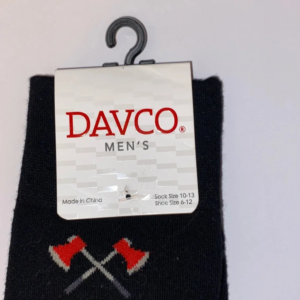 NWT Mens Fun Split Happens Crew Black, White and Red Socks OS